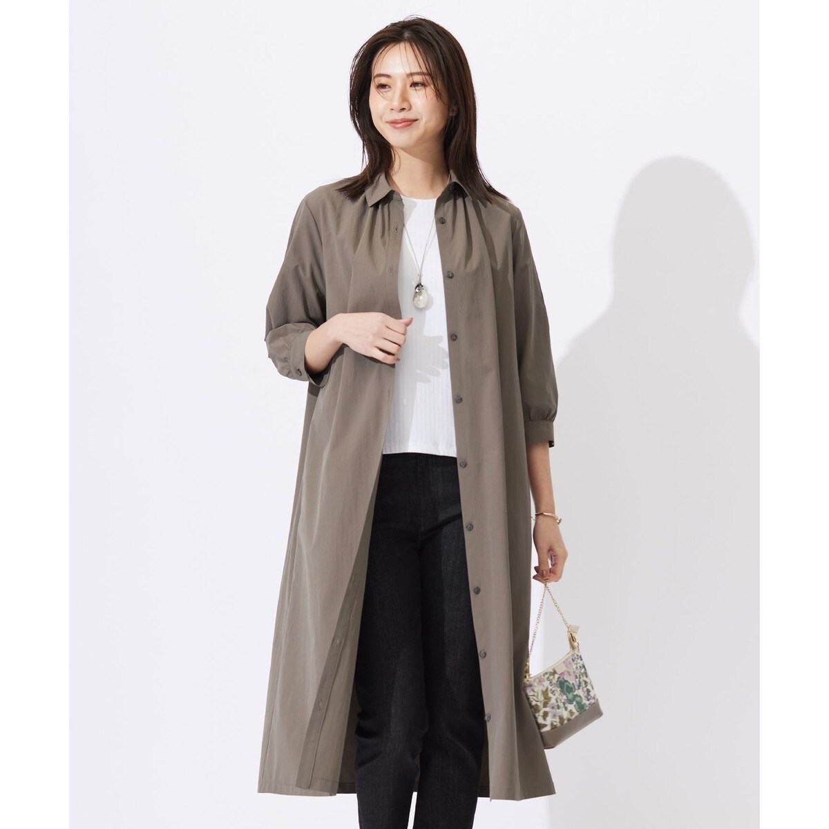 ◆美品◆23区キューティクルストレッチツイル イレギュラーヘム ワンピース 23区｜【撥水加工/洗える】キューティクルストレッチツイル イ