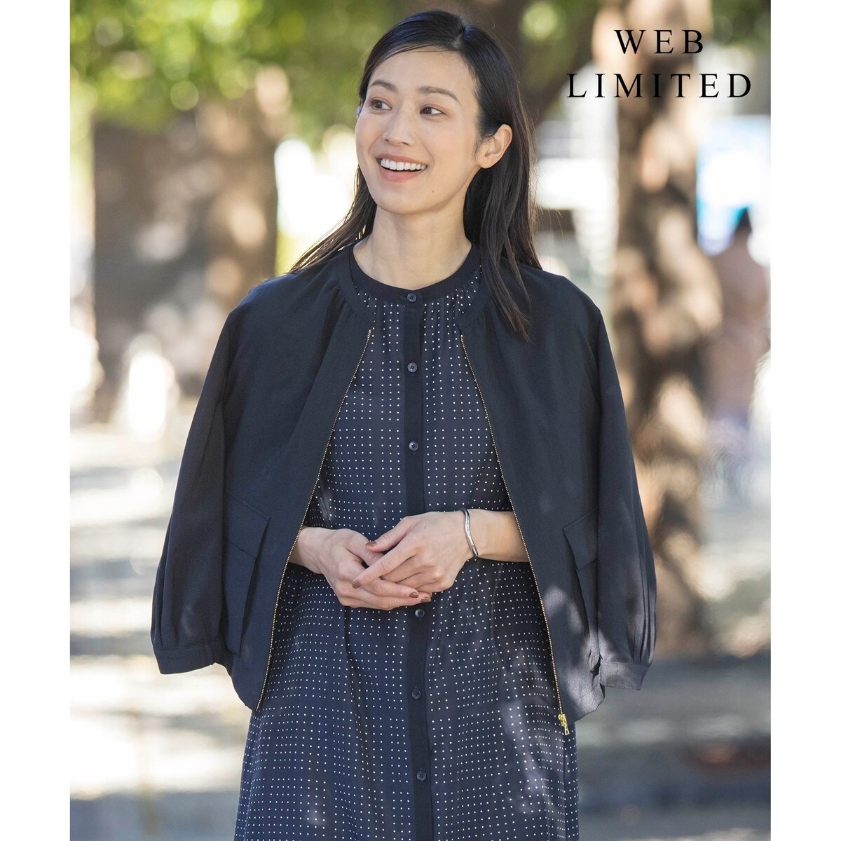 美品　ジェイプレス　24SS ボイルドワッシャー ブルゾン 洗える　8分袖 WEB限定・洗える】ボイルドワッシャー ブルゾン | Jプレス(J.PRESS