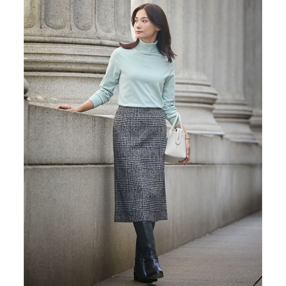 ウールシルクツイードグレンチェック スカート | Jプレス(J