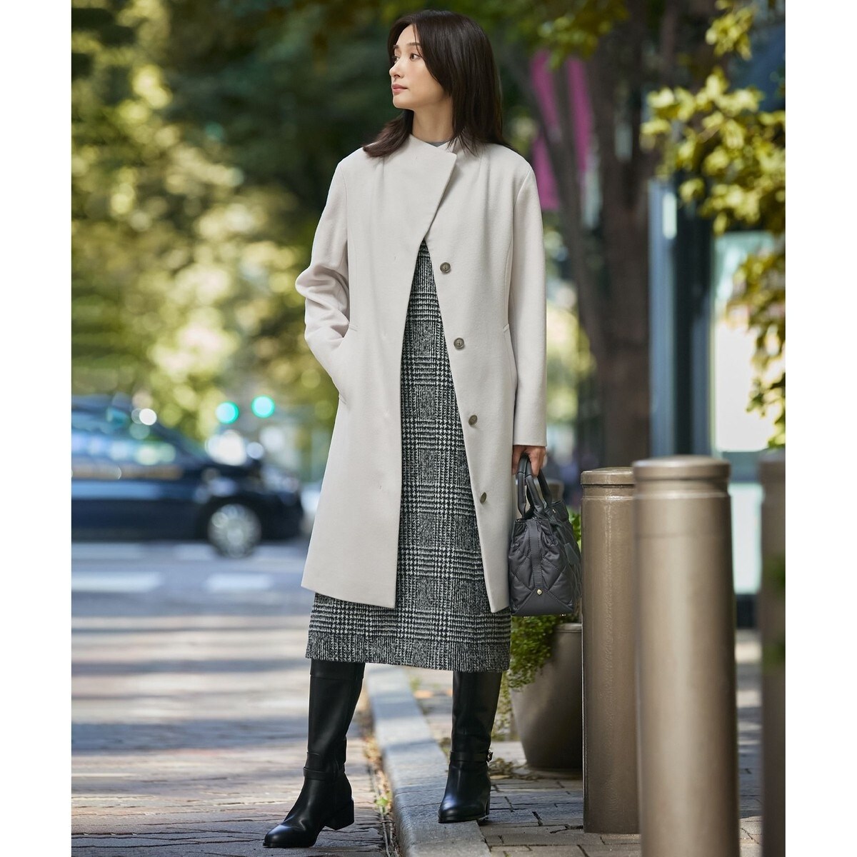 ウールシルクツイードグレンチェック ジャンパースカート | Jプレス(J