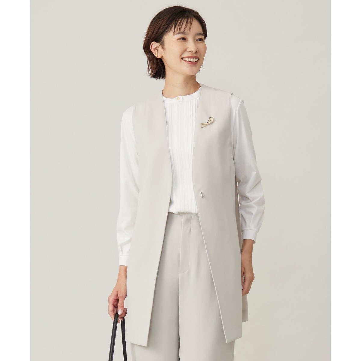 SLOBE IENA SUPER140 ダブルフェイスベルテッドコート　ホワイト SUPER140 ダブルフェイスベルテッドコート（その他ブルゾン／アウター