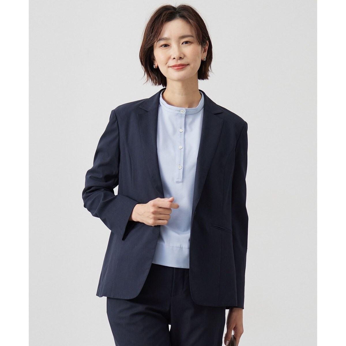 【美品】IENA ダブルブレストウールジャケット サイズ34 ネイビー IENA（イエナ）の「ウールダブルブレストジャケット