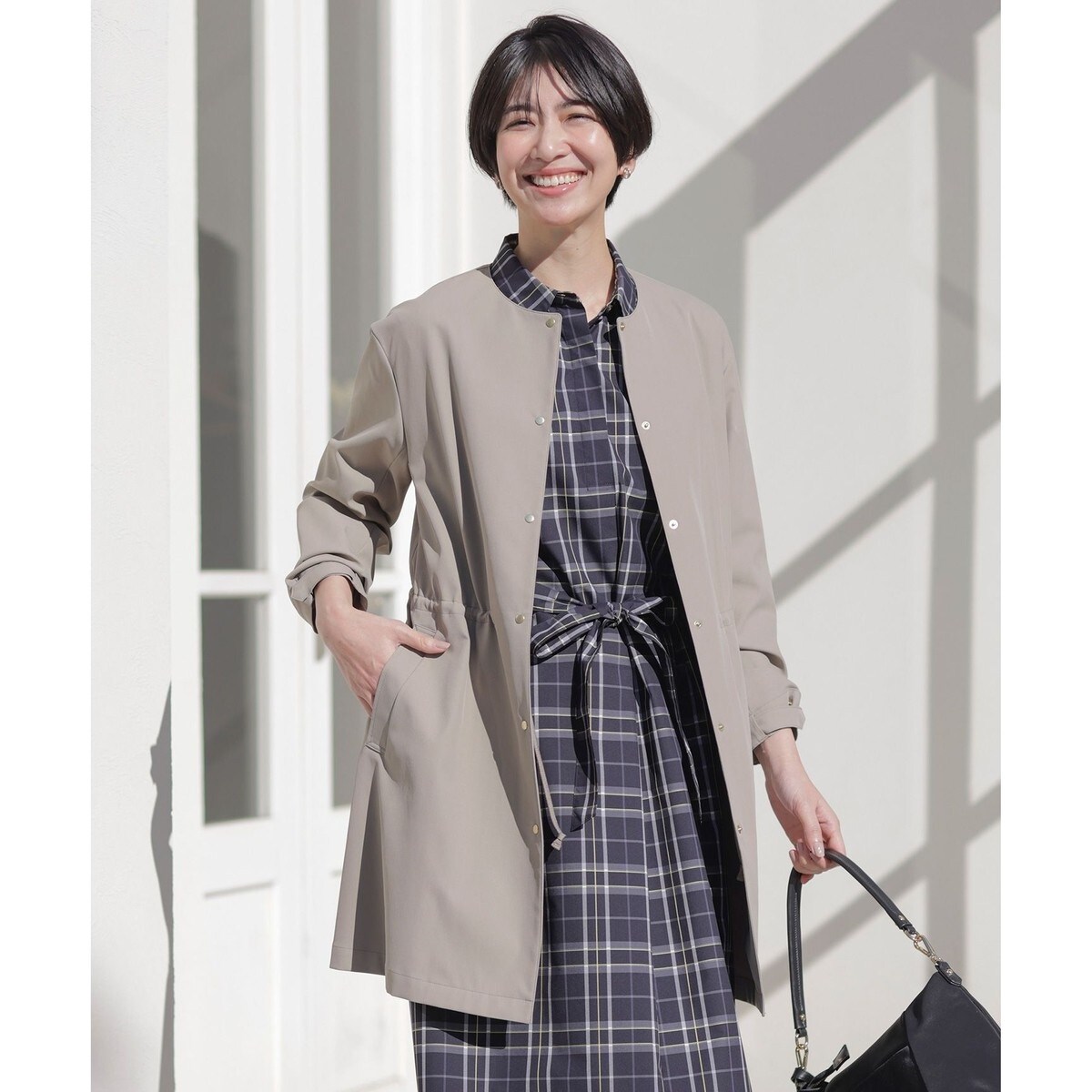 IENA（イエナ）の「シャンブレーツイル撥水フォルムコート