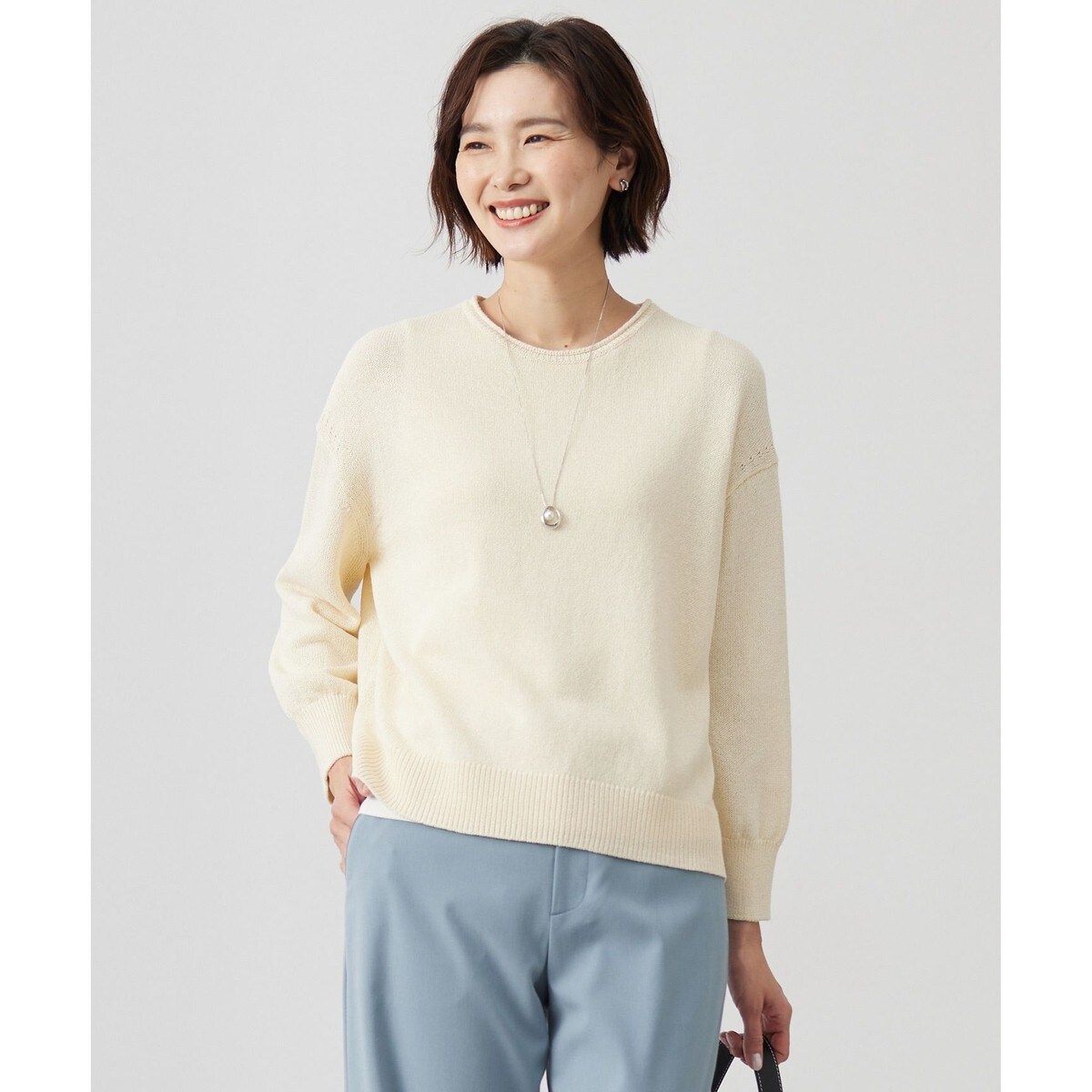 【洗える】COTTON POLYESTER 袖ボタン ニット 洗える】COTTON POLYESTER 袖ボタン ニット | Jプレス(J.PRESS