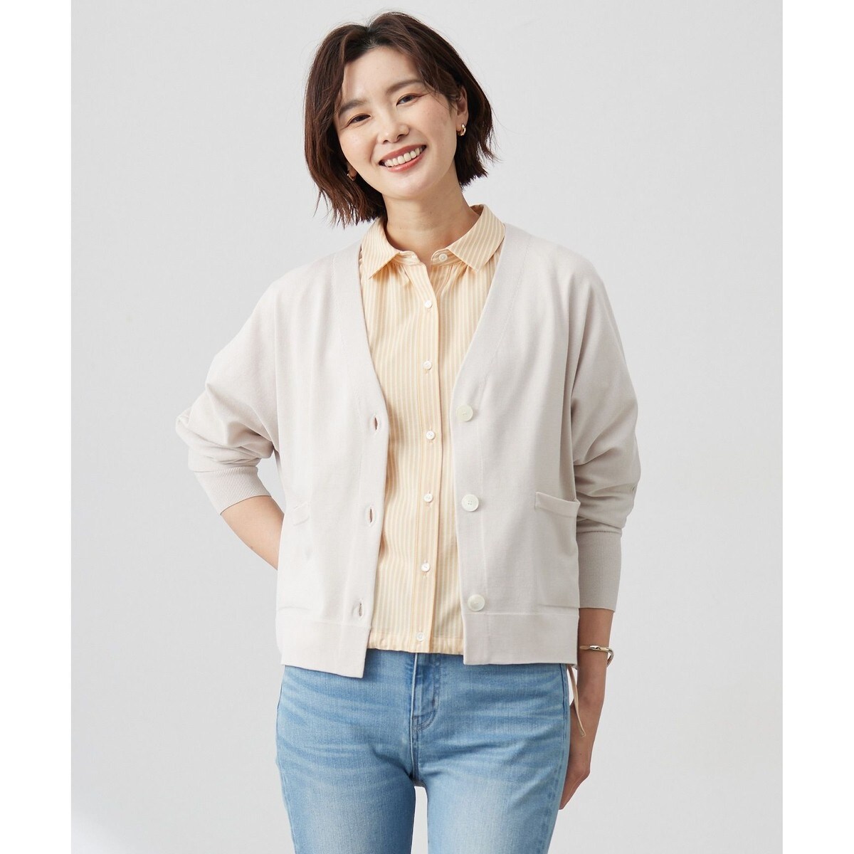 【洗える】Cotton Acetate ドルマンスリーブ カーディガン