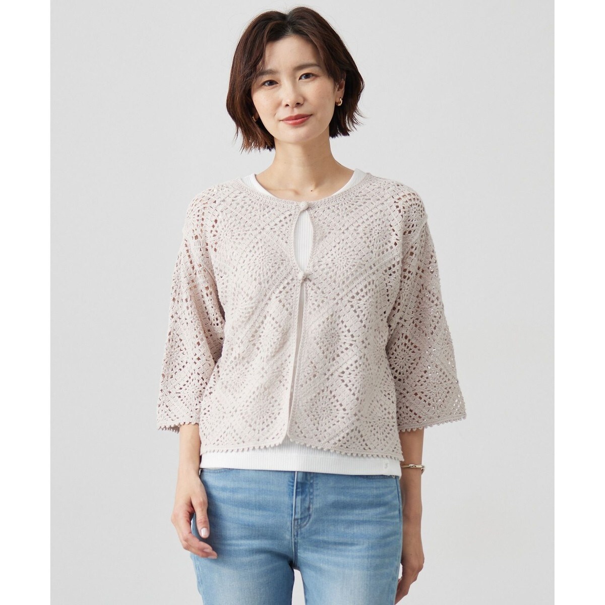 【洗える】COTTON POLYESTER 袖ボタン ニット 洗える】COTTON POLYESTER 袖ボタン ニット | Jプレス(J.PRESS