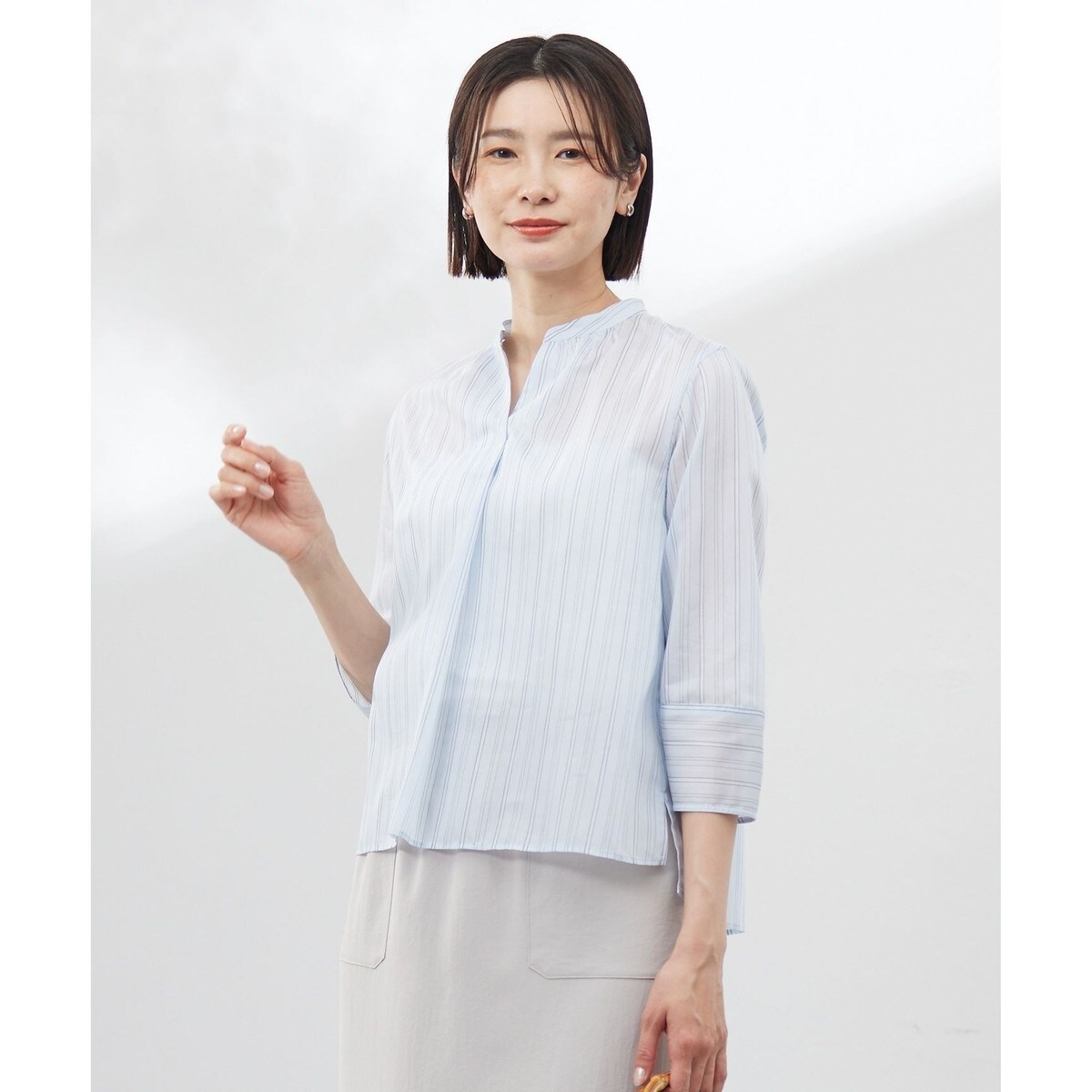 J.PRESS　BEZ コットンリネン ギンガム チュニック ブラウス　麻混 J.PRESS LADIES - J.PRESS BEZ コットンリネン ギンガム
