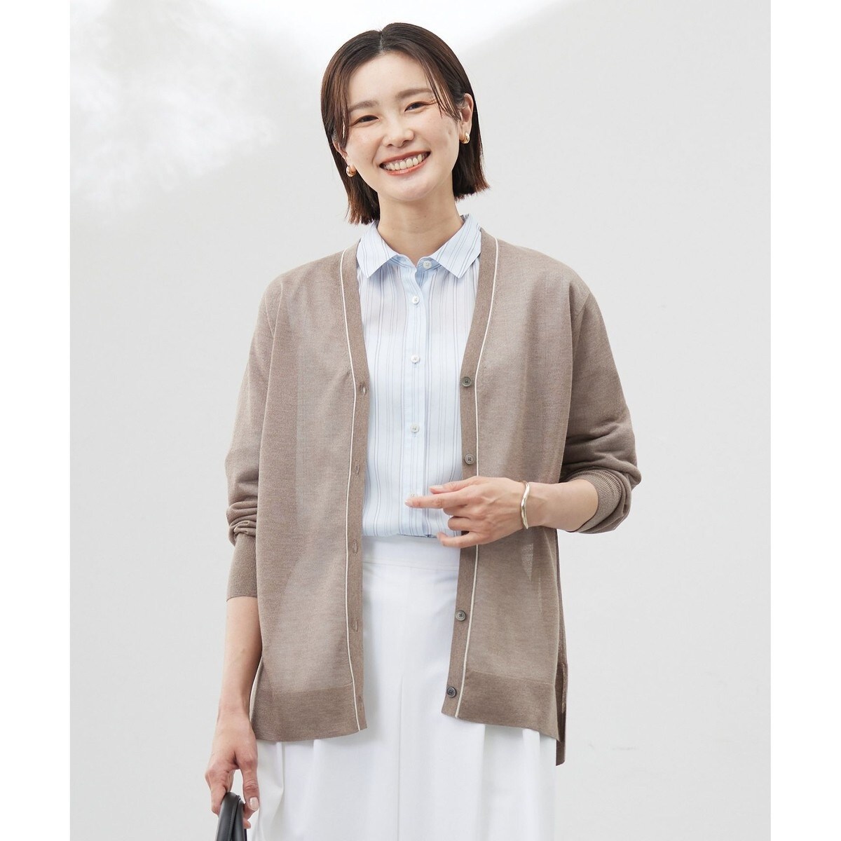 【スピック＆スパン】ギマコットンオーバーサイズカーディガン ベージュ Spick＆Span カーディガン 手洗い可 / ギマコットンオーバー