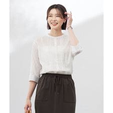 Ｊプレス(J.PRESS)の【洗える】シアーピンストライプ ブラウスライク カットソー