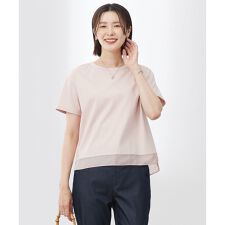 【WEB限定カラーあり・洗える】コットンスムース シアーデザイン カットソー