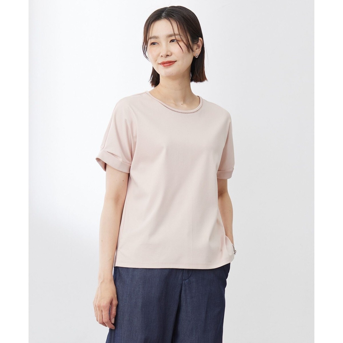WEB限定カラーあり/洗える】スムースデザイン コンビ カットソー