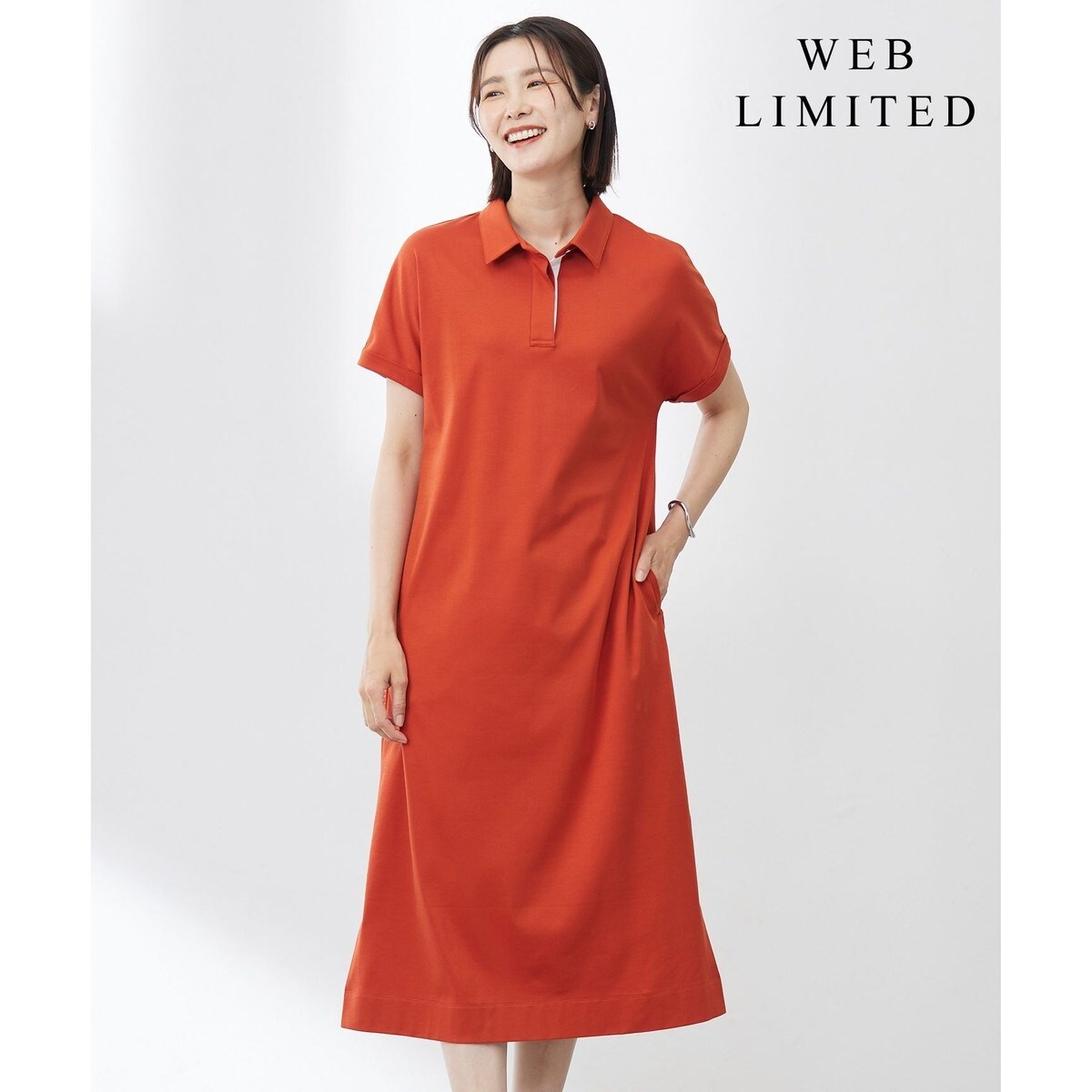 【美品】アダムエロペ ポロシャツワンピース ベージュ WEB限定】ポロシャツワンピース（ワンピース）｜ADAM ET ROPE