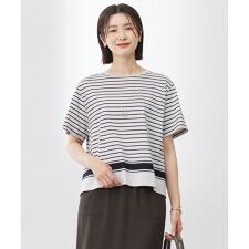 【洗える】パネルボーダー Tシャツ