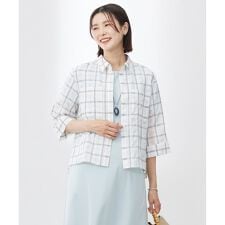 Ｊプレス(J.PRESS)の【洗える】SHEER チェック シャツ ブラウス