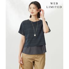 【WEB限定カラーあり・洗える】レースドッキング カットソー