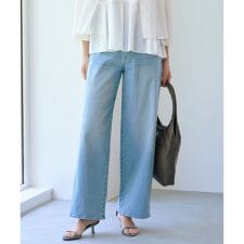 【洗える】BASIC STRETCH DENIM ワイド ストレート デニム