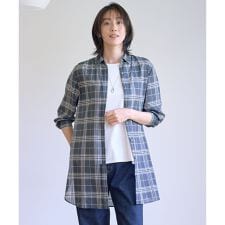 【WEB限定カラーあり・洗える】SOFT SHEER チェック ロング シャツ