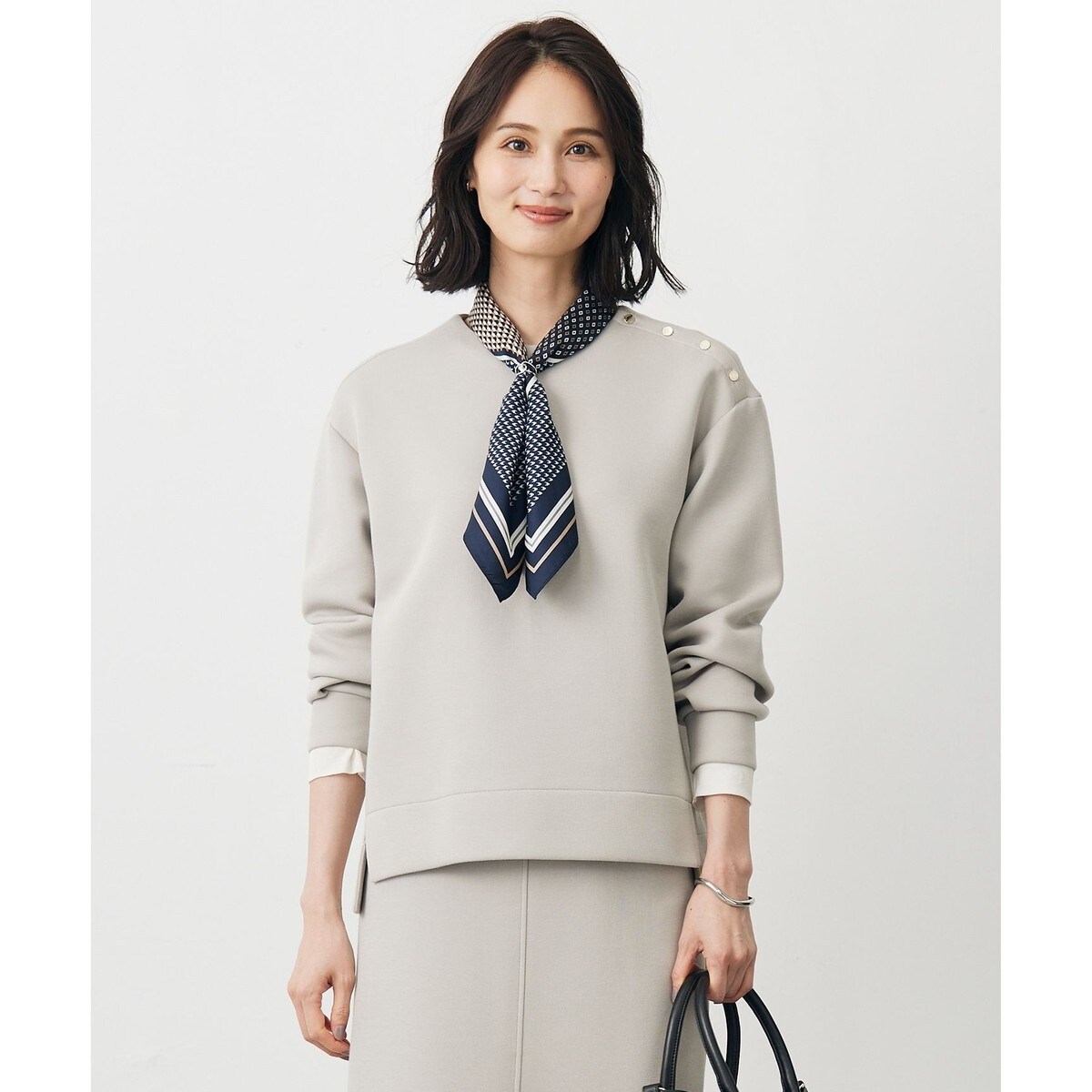 コットンナイロントリコット スタンドカラープルオーバー