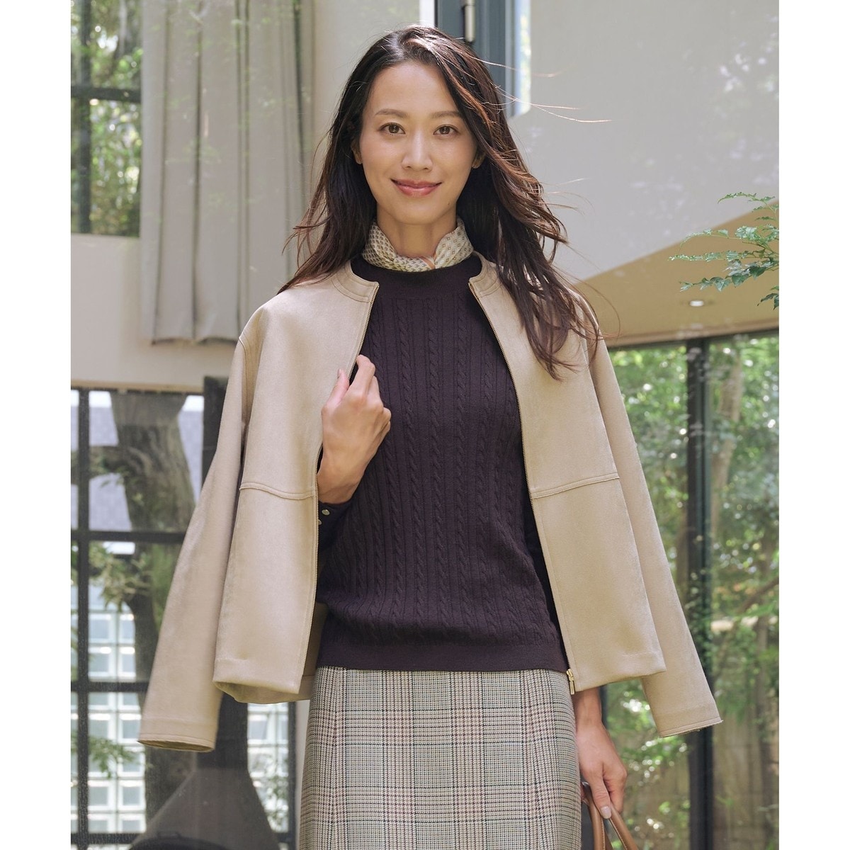 J.PRESS 【洗える・撥水】Artirosa ノーカラー ブルゾン P5 洗える・撥水】Artirosa ノーカラー ブルゾン | Jプレス(J