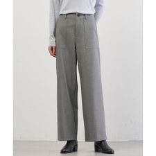 シャンブレー2wayストレッチ ワイド ストレート パンツ