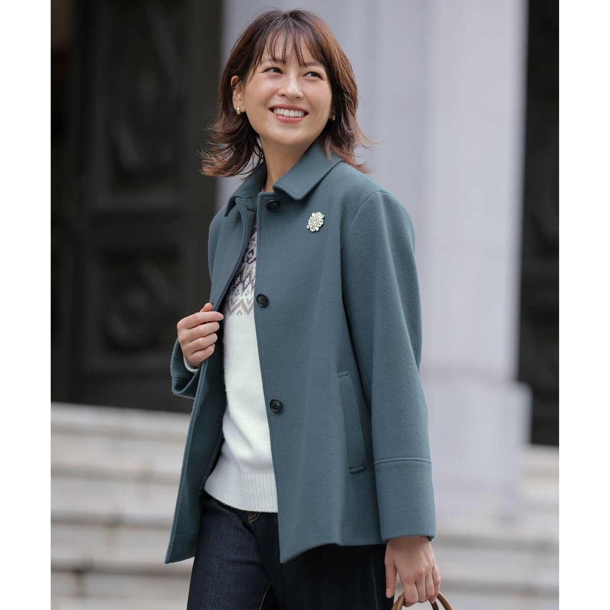 2WAYテントラインステンカラートレンチコート/ショートコート | サロン