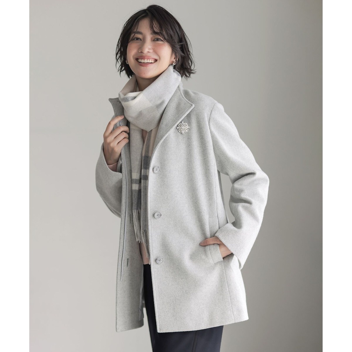 リバーオープンカラーミドル丈コート | スピック＆スパン(Spick and