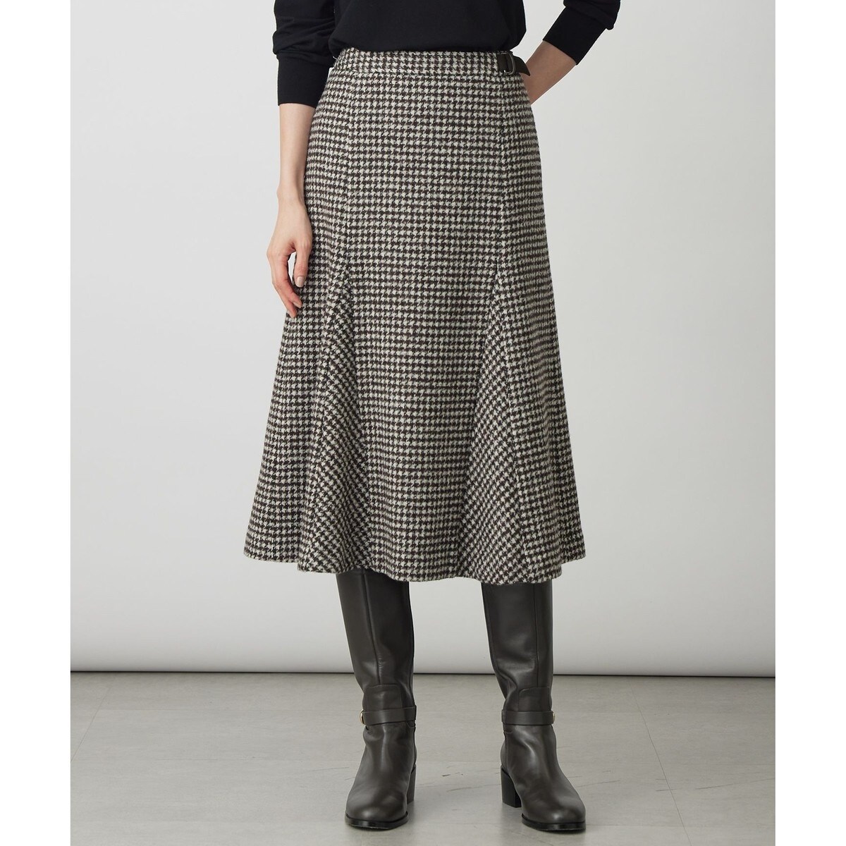 ウールシルク ハウンドトゥース フレア スカート | Jプレス(J.PRESS