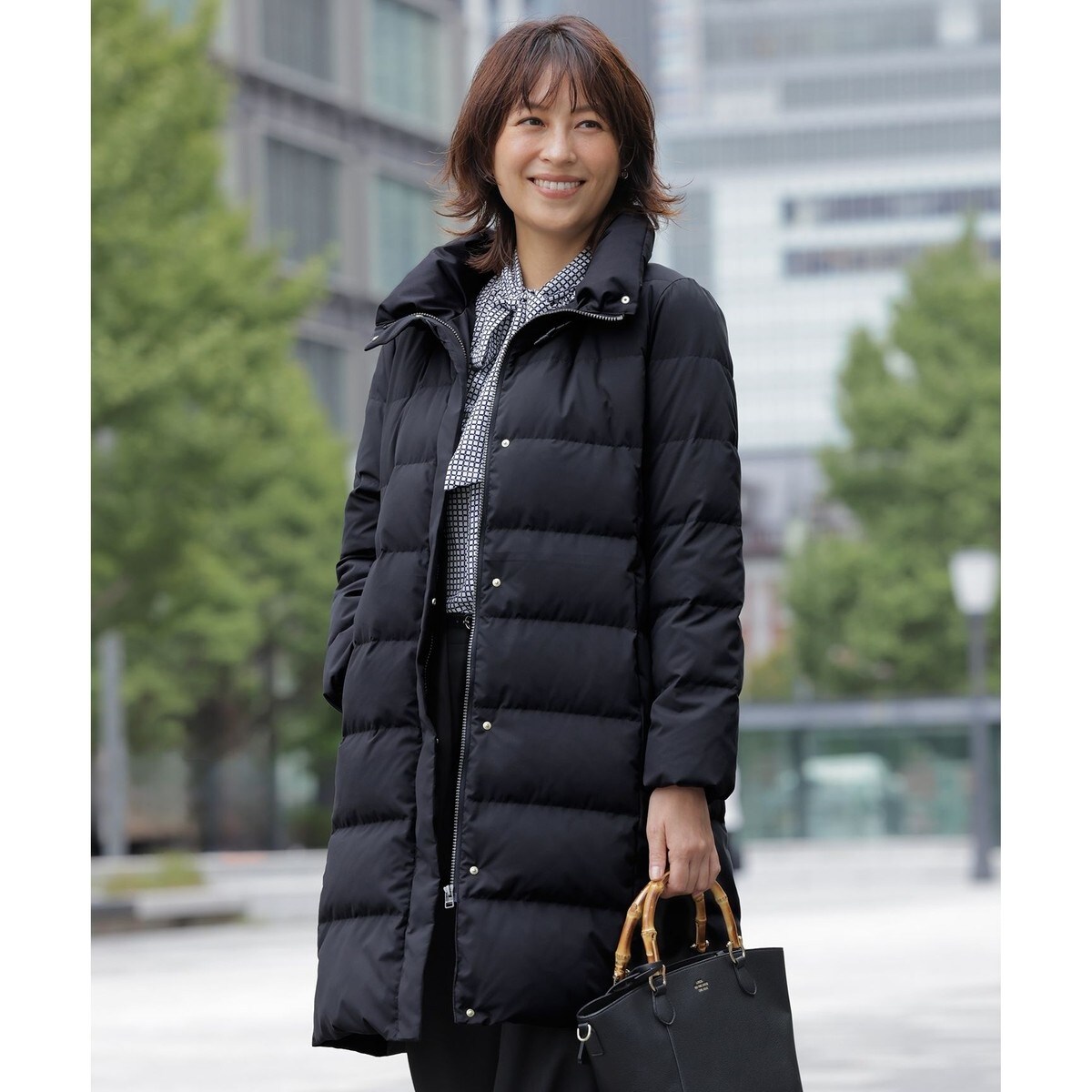 ポリエステル ハウンドトゥース ロング ダウンコート | Jプレス(J