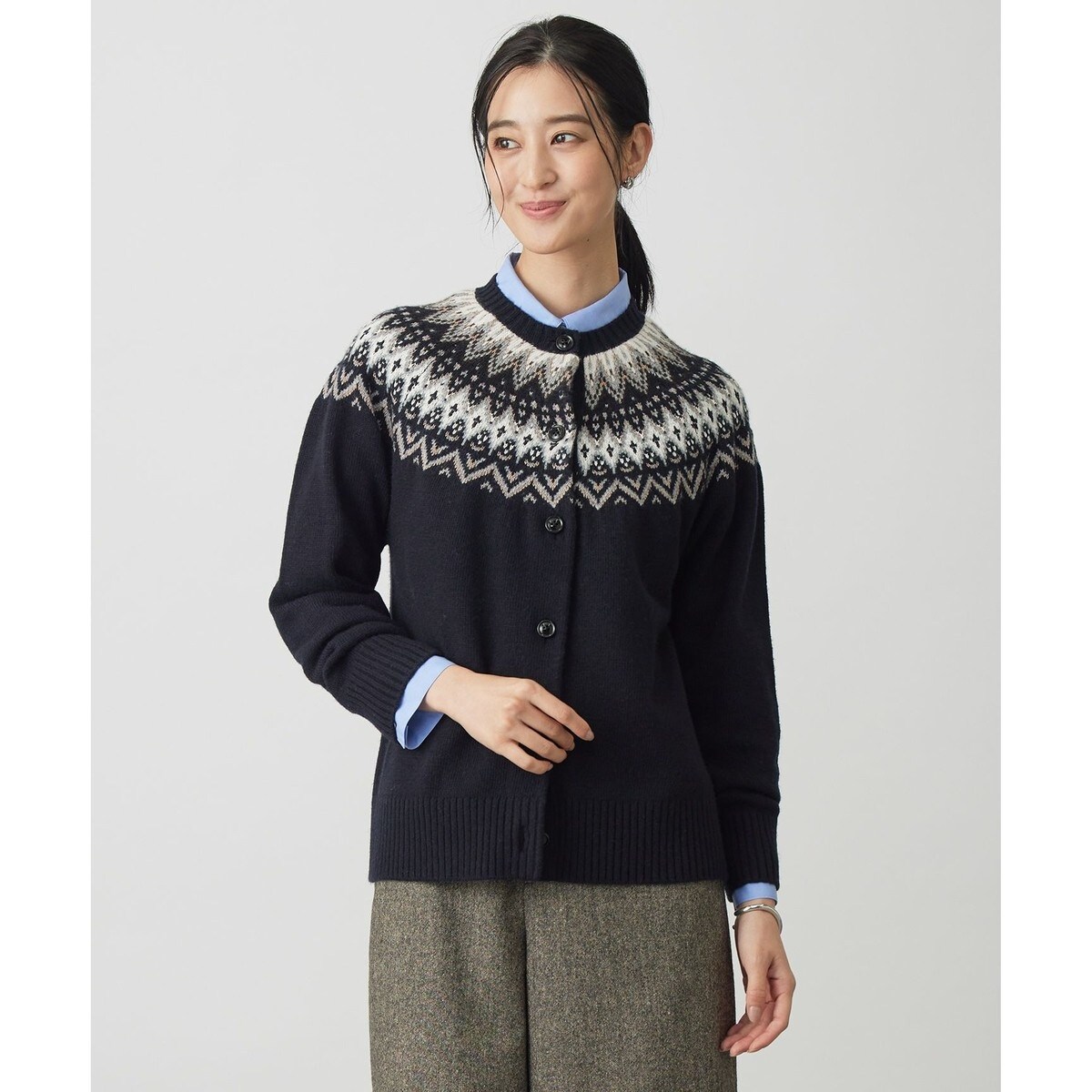 IENA GIZAコットンミラノリブ カーディガン GIZAコットンミラノリブ