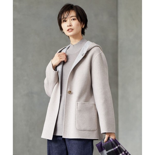 専用 極美品 ジェイプレス【リバーシブル】ウールナイロン フーデッドコート 9 セール】 【リバーシブル】ウールナイロン リバー フーデッド