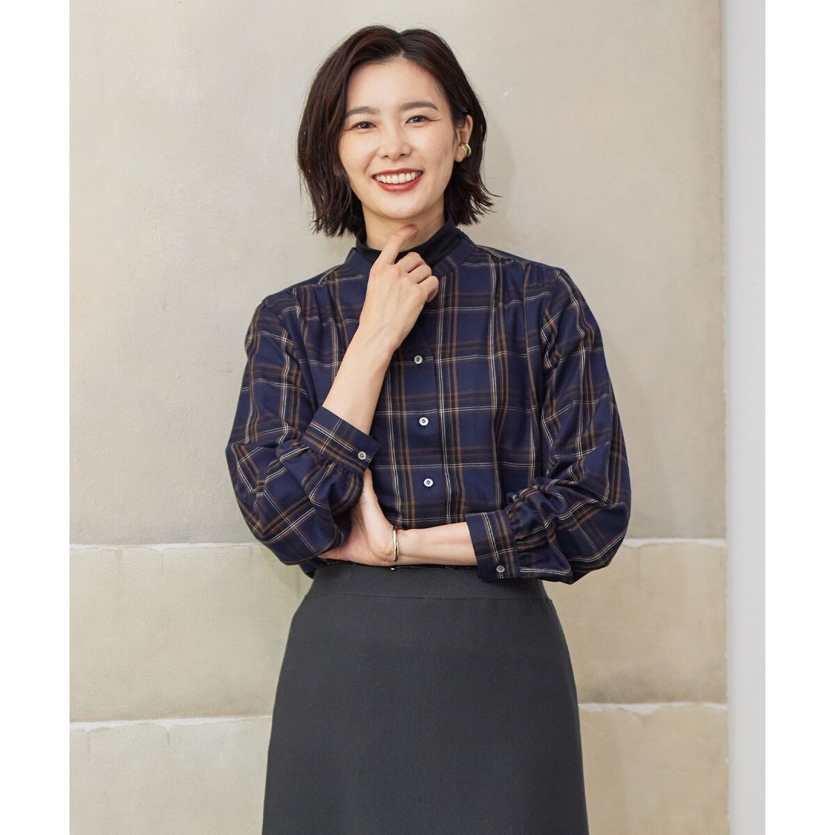 セルロースポリエステルプリント ギャザーブラウス 洗える】綿