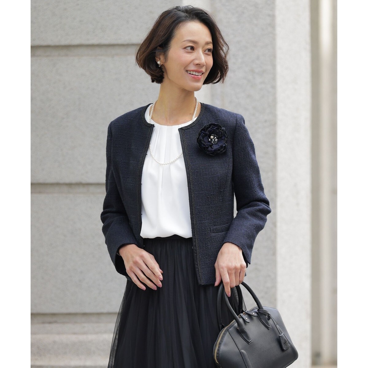 TALLサイズ 〕 【セットアップ対応】ウールジョーゼット ジャケット