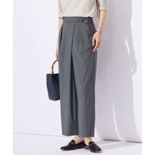 【洗える】ストレッチタイプライター ラップディテール ワイド パンツ
