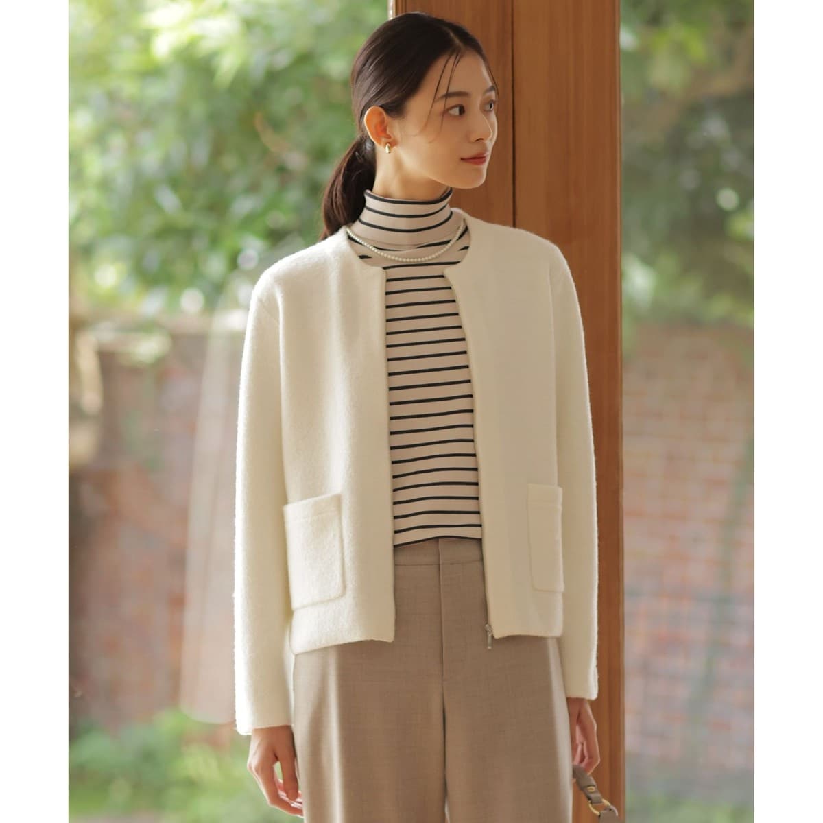 J.PRESS LADIES ボートネック ブロッキング ニット　新品　L J.PRESS LADIES ボートネック ブロッキング ニット 新品 L 洗える】Vis