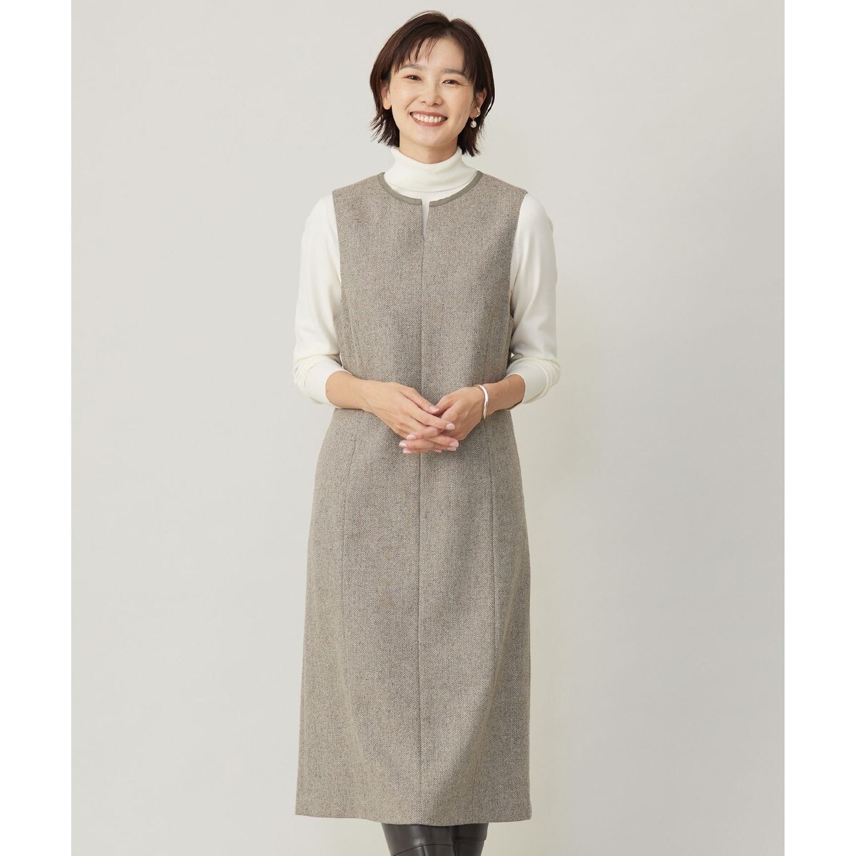 新品タグ付　JPRESS ジャンパースカート　ベージュヘリンボーン柄 ネップヘリンボーン ジャンパースカート | Jプレス(J.PRESS) | マルイ