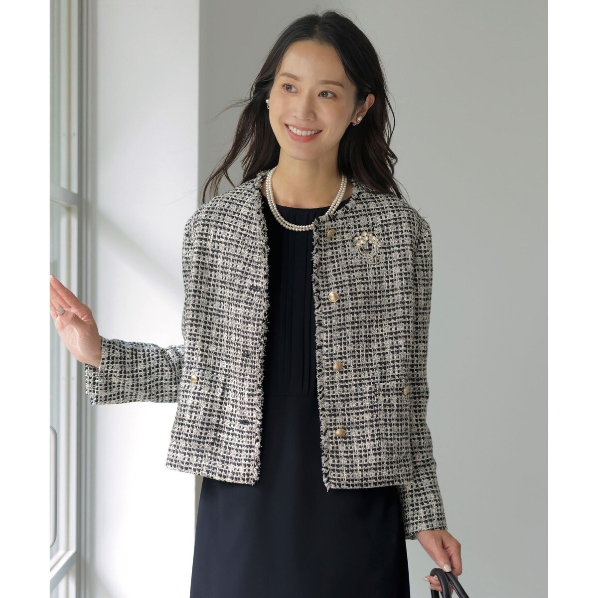 ファニーツイード ノーカラー ジャケット | Jプレス(J.PRESS