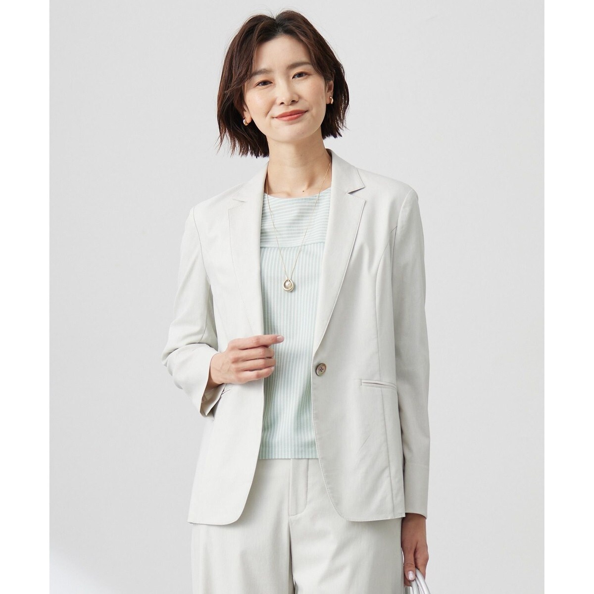 【セットアップ対応】セルロースリネンストレッチ テーラード ジャケット