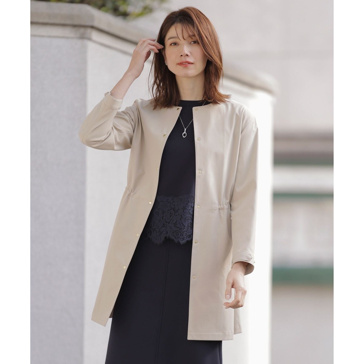 撥水加工】ナイロン2WAYストレッチ ロングアウター | 23区(23KU