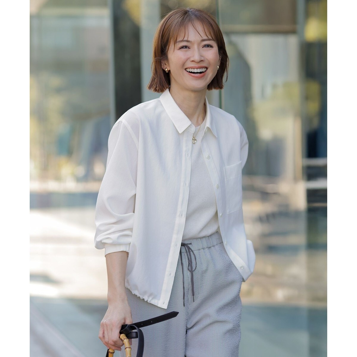 Leilian PLUS HOUSE / レリアンプラスハウス チェックオーバーブラウス【ROCHAS Premiere】 チェックオーバーブラウス【ROCHAS Premiere】|レリアン プラス