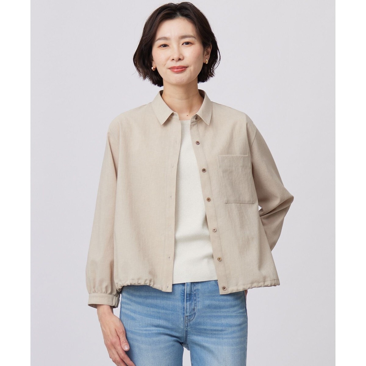 Leilian PLUS HOUSE / レリアンプラスハウス チェックオーバーブラウス【ROCHAS Premiere】 チェックオーバーブラウス【ROCHAS Premiere】|レリアン プラス