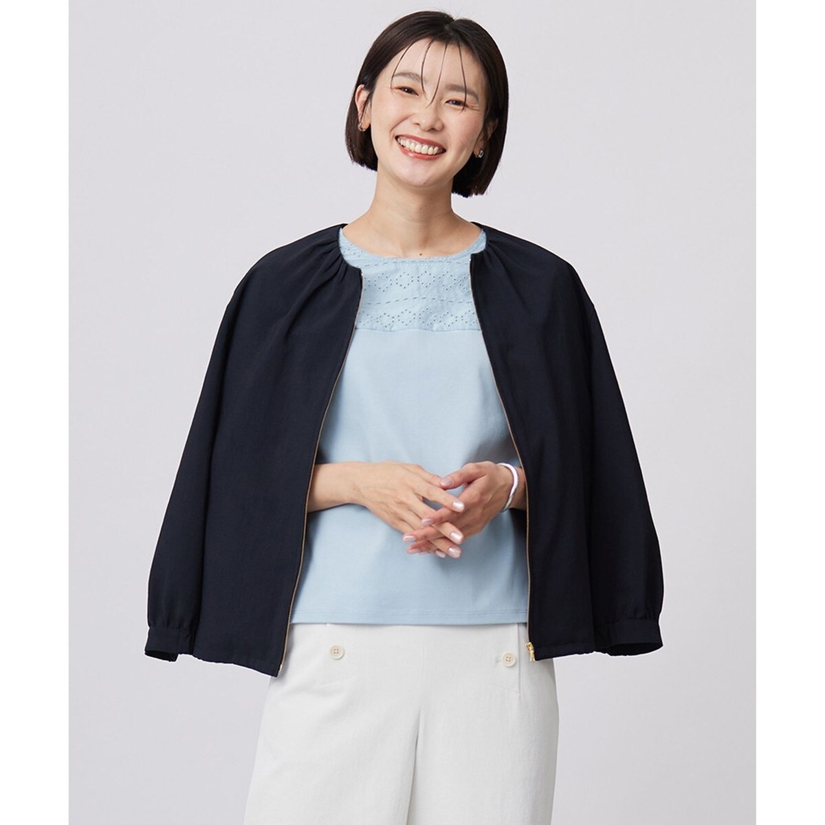 J.PRESS ノーカラー ブルゾン J.PRESS｜【WEB限定】パイルジャージー ノーカラー ブルゾン