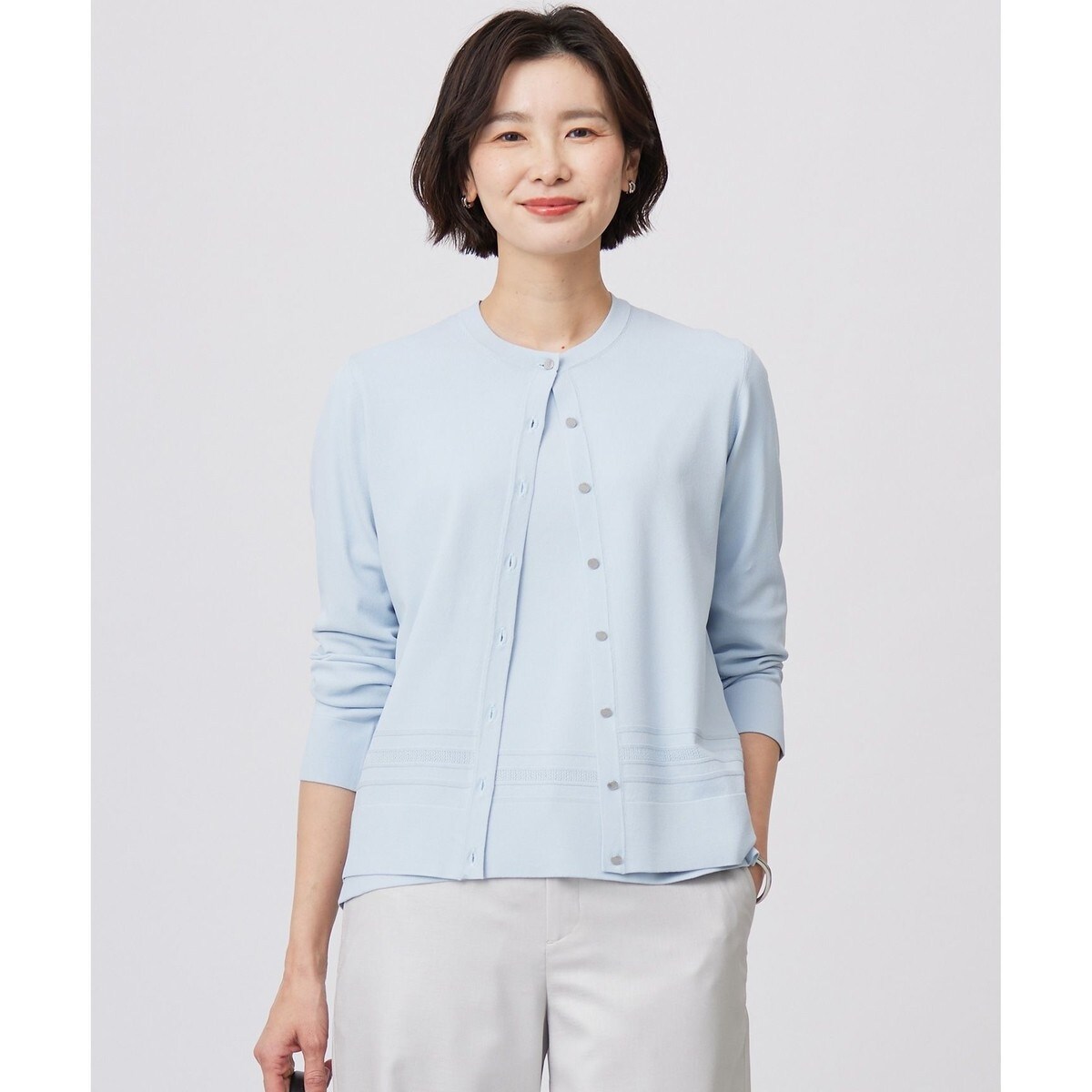 新品【23区】ヴィスコースストレッチ ドルマンスリーブ カーディガン ブルー 23区 【洗える】ヴィスコースストレッチ ドルマンスリーブ