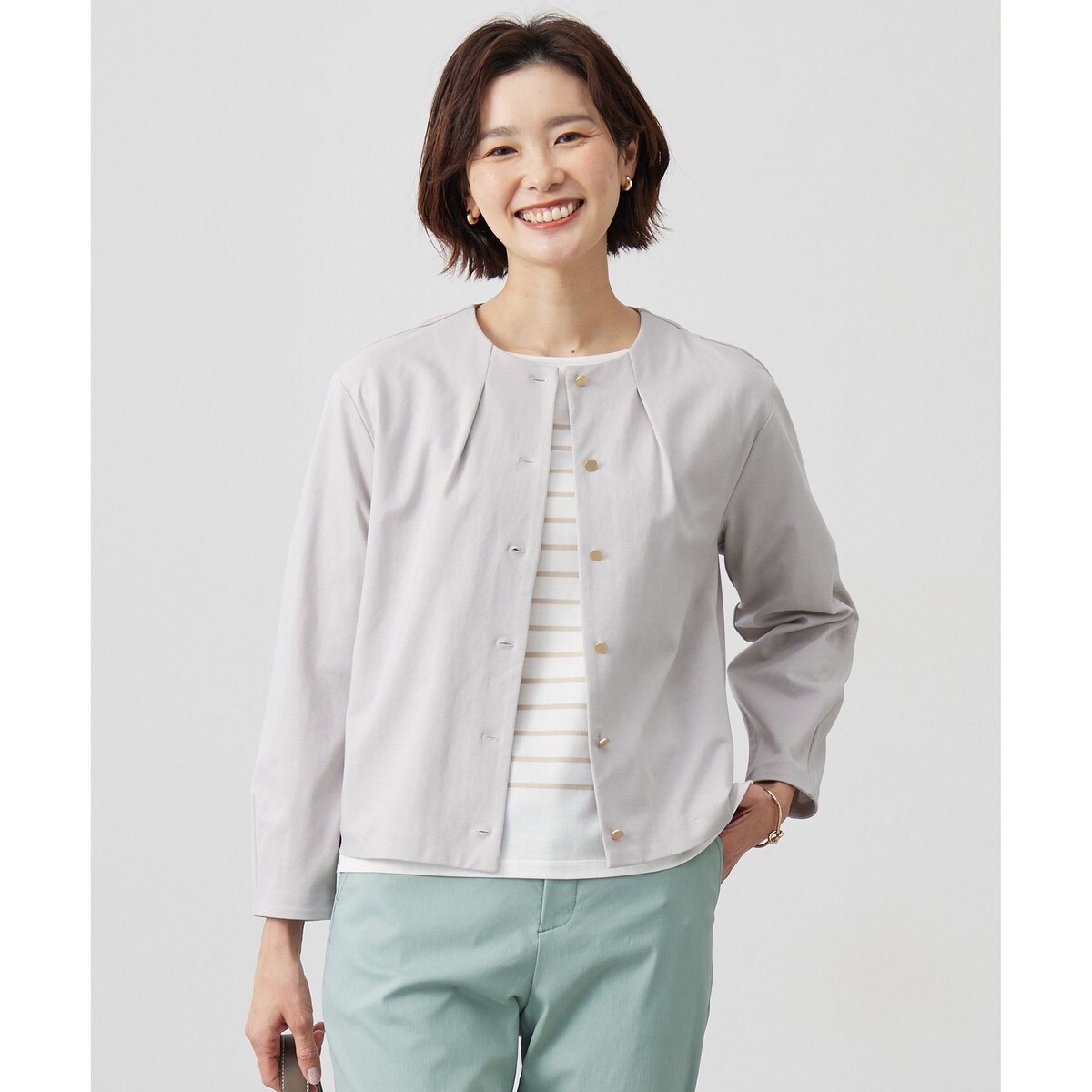 新品 J.PRESS レーシーパターン半袖カーディガン L 新品 J.PRESS レーシーパターン半袖カーディガン L