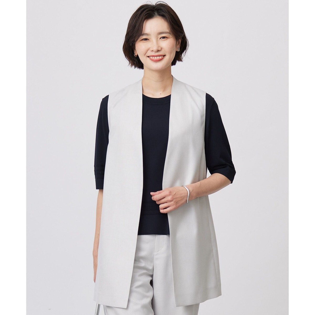 洗えるコットンレースジャケット【Leilian WHITE LABEL