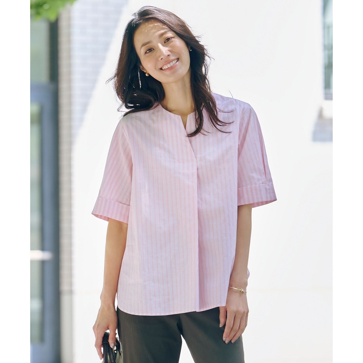 J.PRESS LADIES トリアセテートコットン ライトタンブラー ブラウス J.PRESS LADIES トリアセテートコットン ライトタンブラー