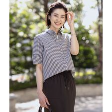 【洗える】アセVisギンガム シャツ ブラウス