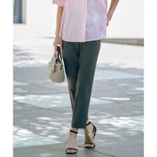 【洗える】セルロースリネンストレッチ テーパード パンツ