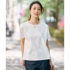 【WEB限定カラーあり・洗える】コットンスムース ハシゴレース カットソー