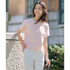 【WEB限定カラーあり・洗える】コットンスムース フレンチスリーブ カットソー