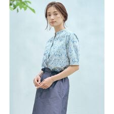 【洗える】LIBERTY バンドカラー ブラウス